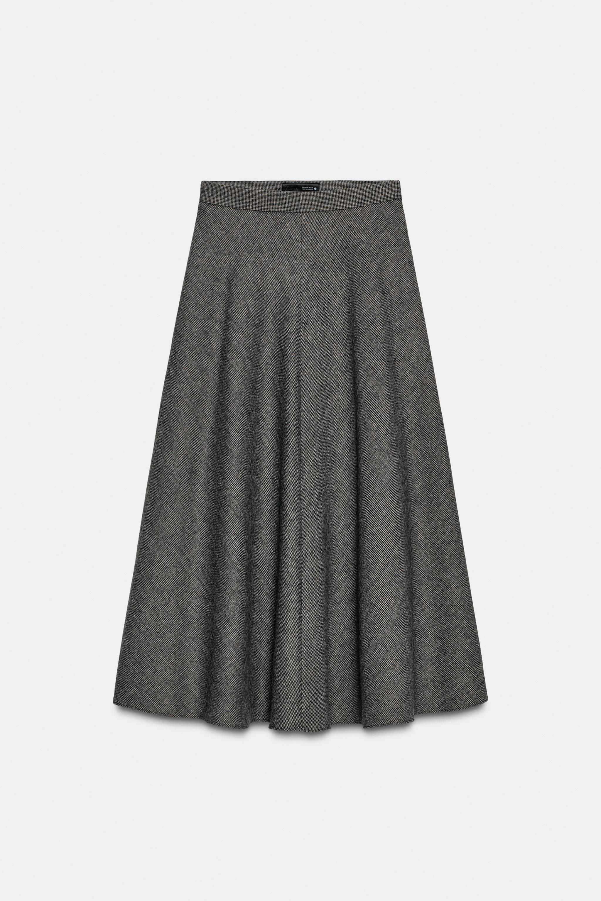 PLAID WOOL CAPE SKIRT ZW COLLECTION